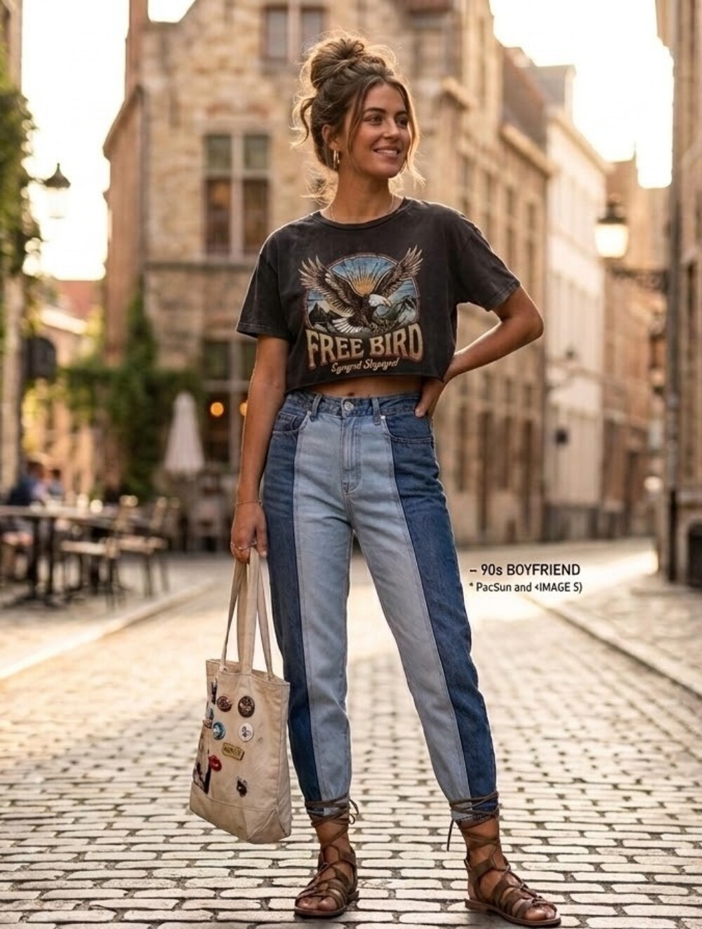 Pacsun 90's Boyfriend Patchwork light& Dark  Blue Jeans 2/26